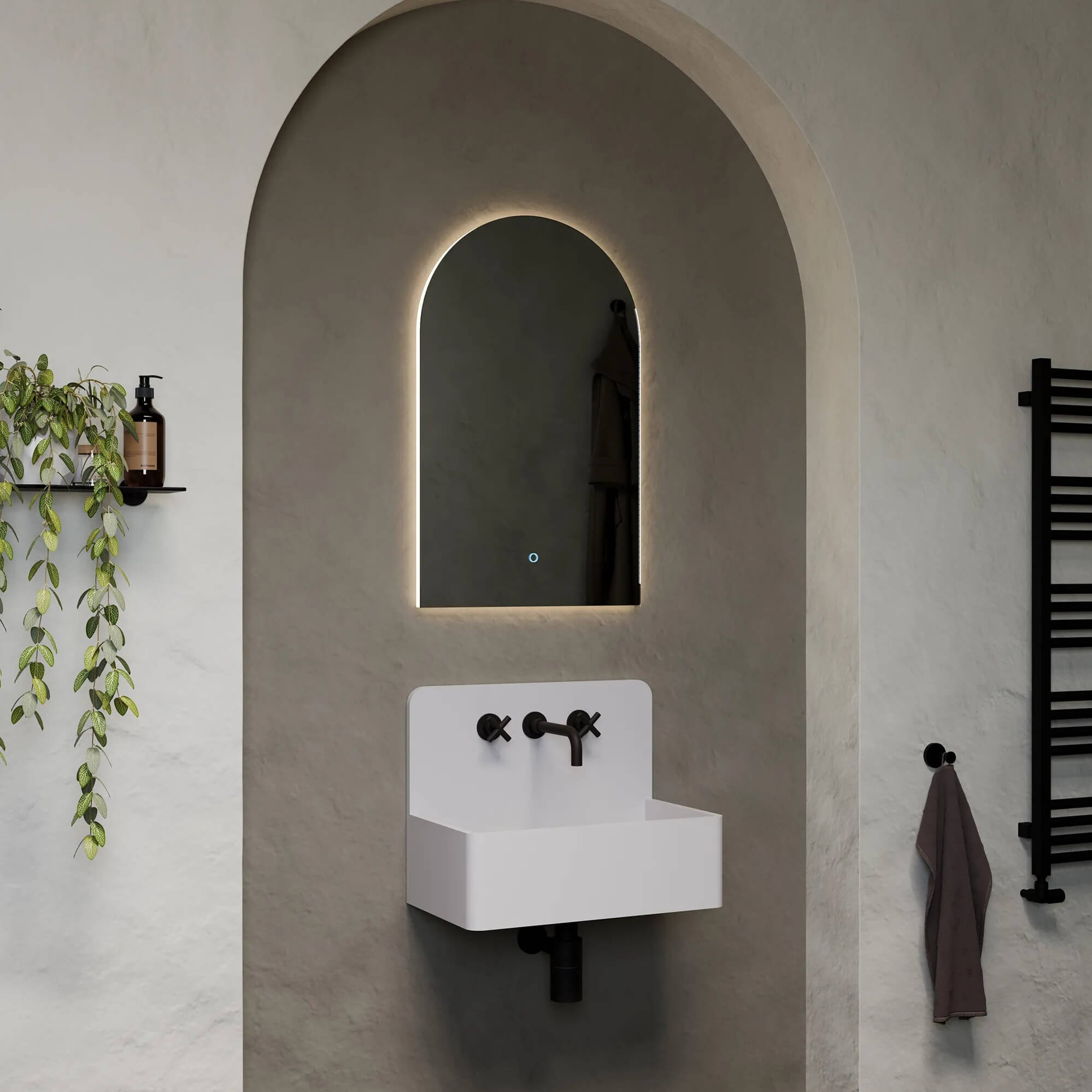 Sensio Luna Arch LED Backlit Mirror with Demister Pad - 500 x 800mm