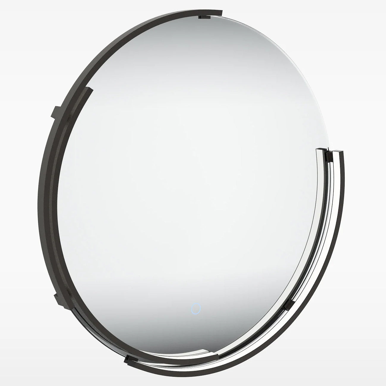 Sensio Aspect Curve Round Black Frame Frontlit LED Mirror with Demister Pad - 600 x 600mm