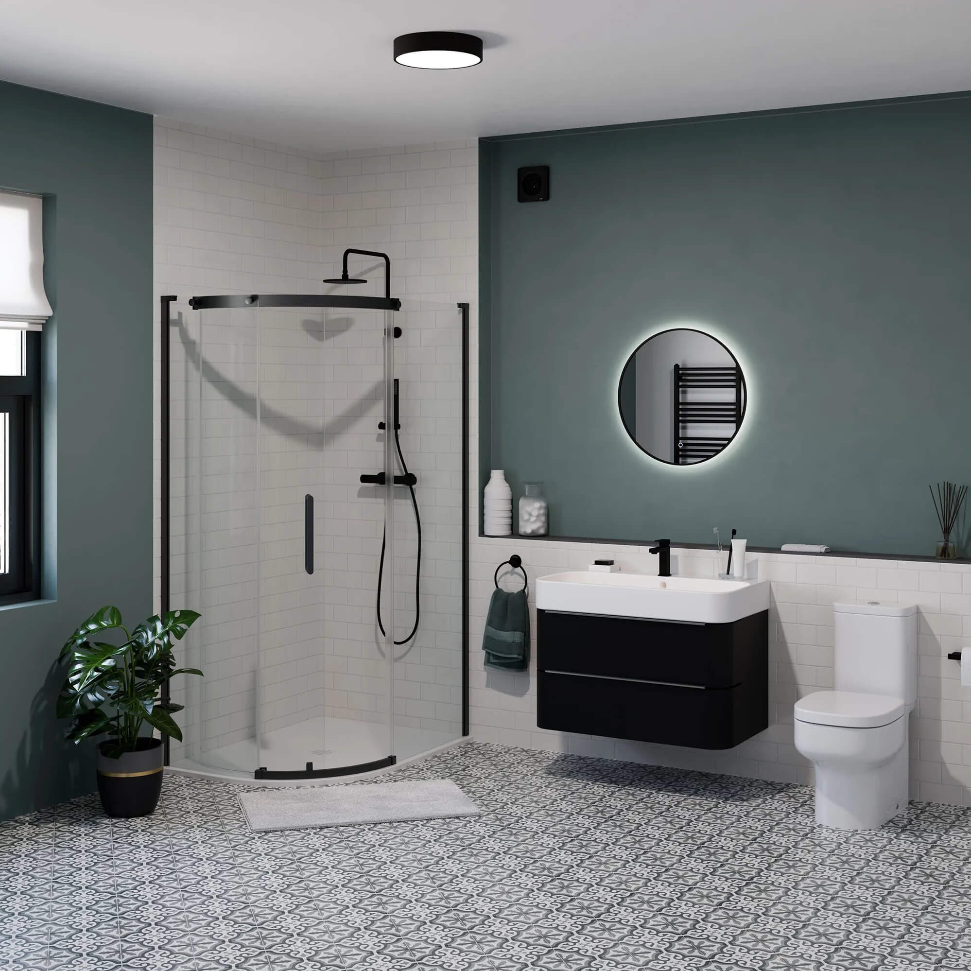 Sensio Nebula Round Backlit LED Mirror with Demister Pad - 600 x 600mm - Tuskan Tiles