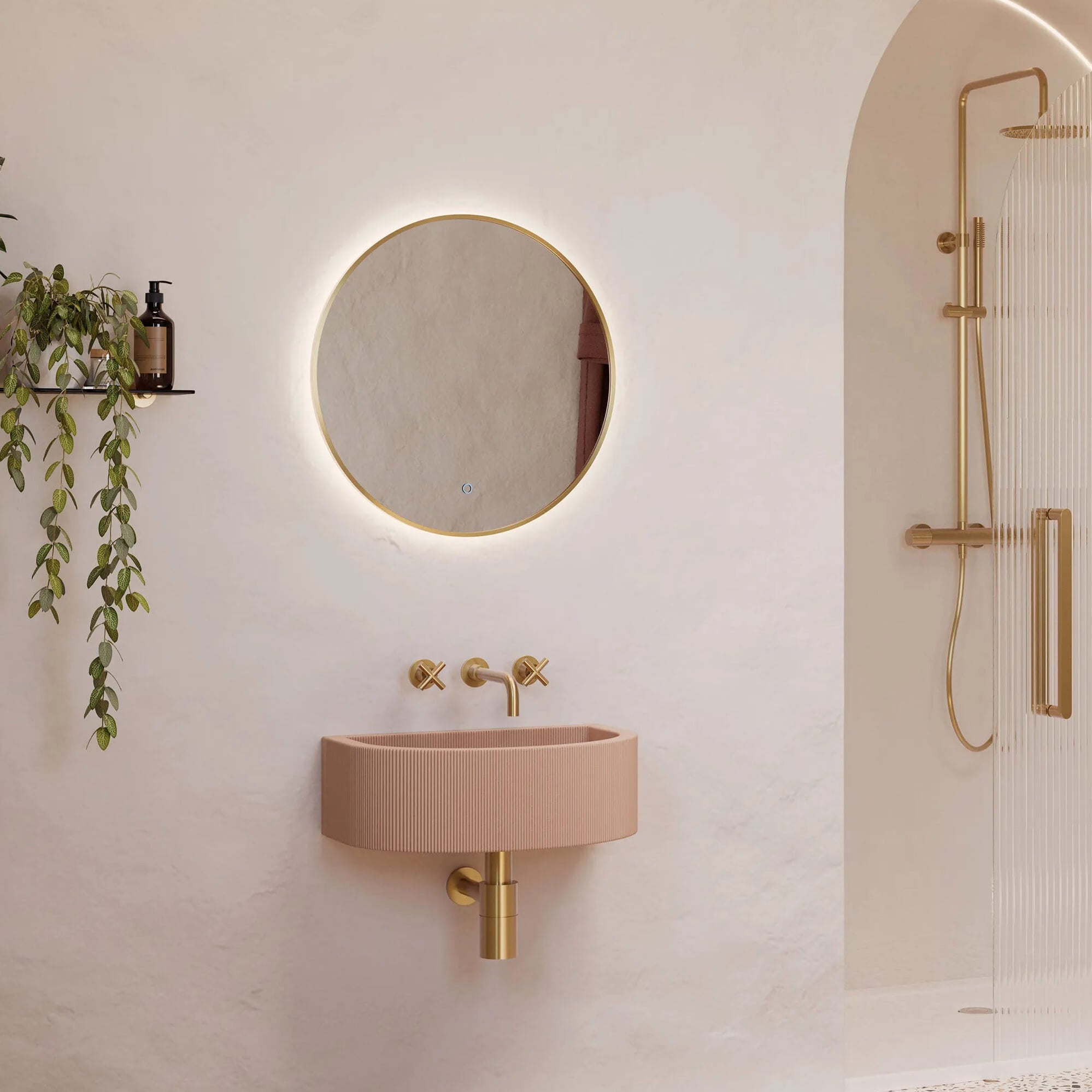 Sensio Nebula Round Backlit LED Mirror with Demister Pad - 600 x 600mm - Tuskan Tiles