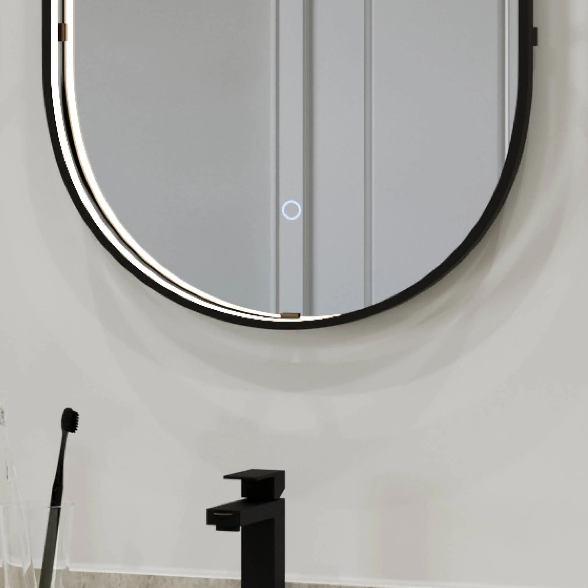 Sensio Aspect TrioTone Pill Frontlit LED Illuminated Mirror with Demister Pad - Tuskan Tiles