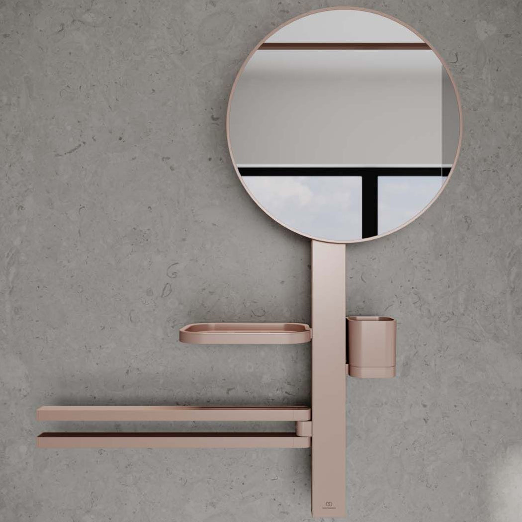 Ideal Standard ALU+ Round Makeup and Shaving Mirror with Towel Holder