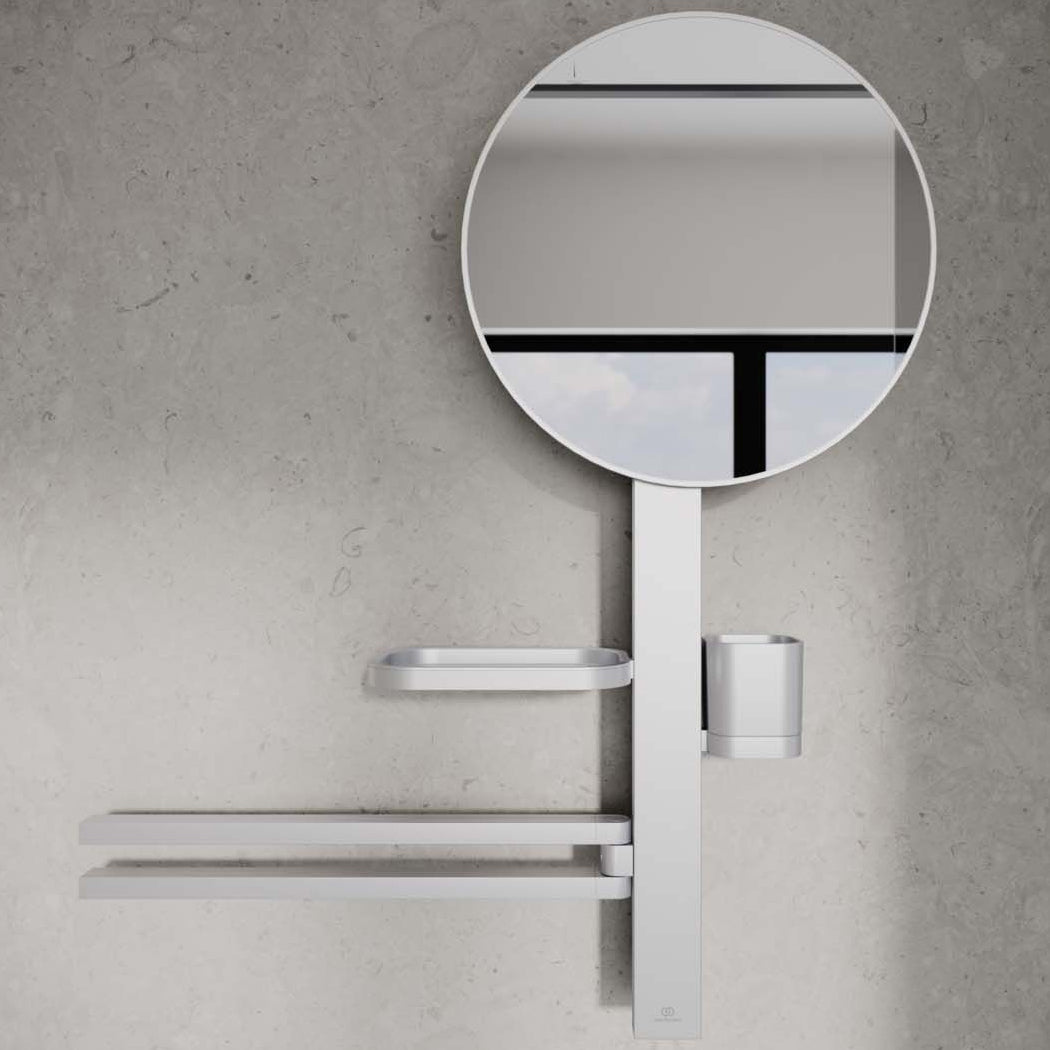 Ideal Standard ALU+ Round Makeup and Shaving Mirror with Towel Holder