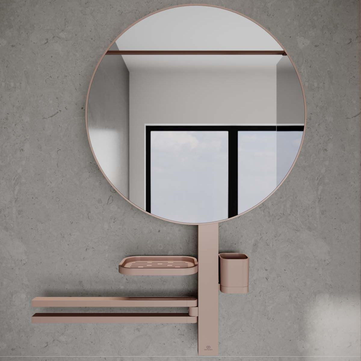Ideal Standard ALU+ Round Makeup and Shaving Mirror with Towel Holder