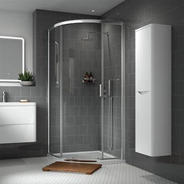 Nuie Rene Quadrant Shower Enclosure with Handle - 900 x 900mm - Aluminium Frame