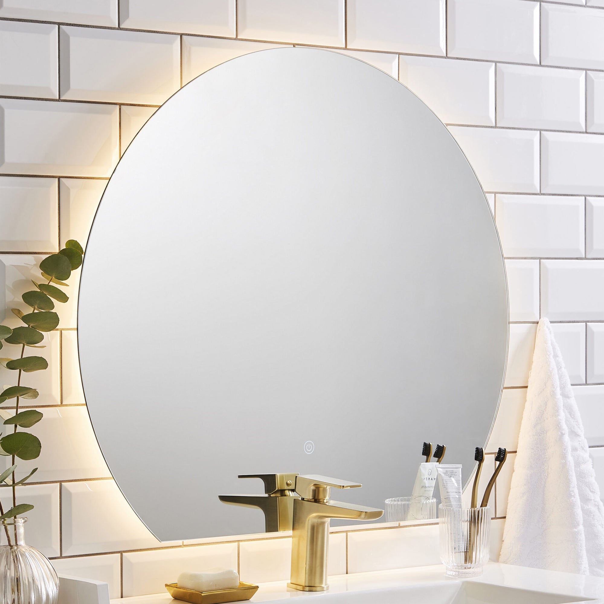Kartell K-Vit Eclipse Semi-Circle Backlit LED Mirror with Demister Pad - 800 x 700mm