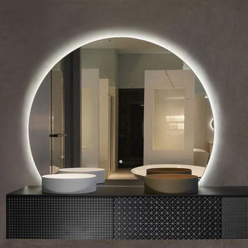 Kartell K-Vit Eclipse Semi-Circle Backlit LED Mirror with Demister Pad - 800 x 700mm