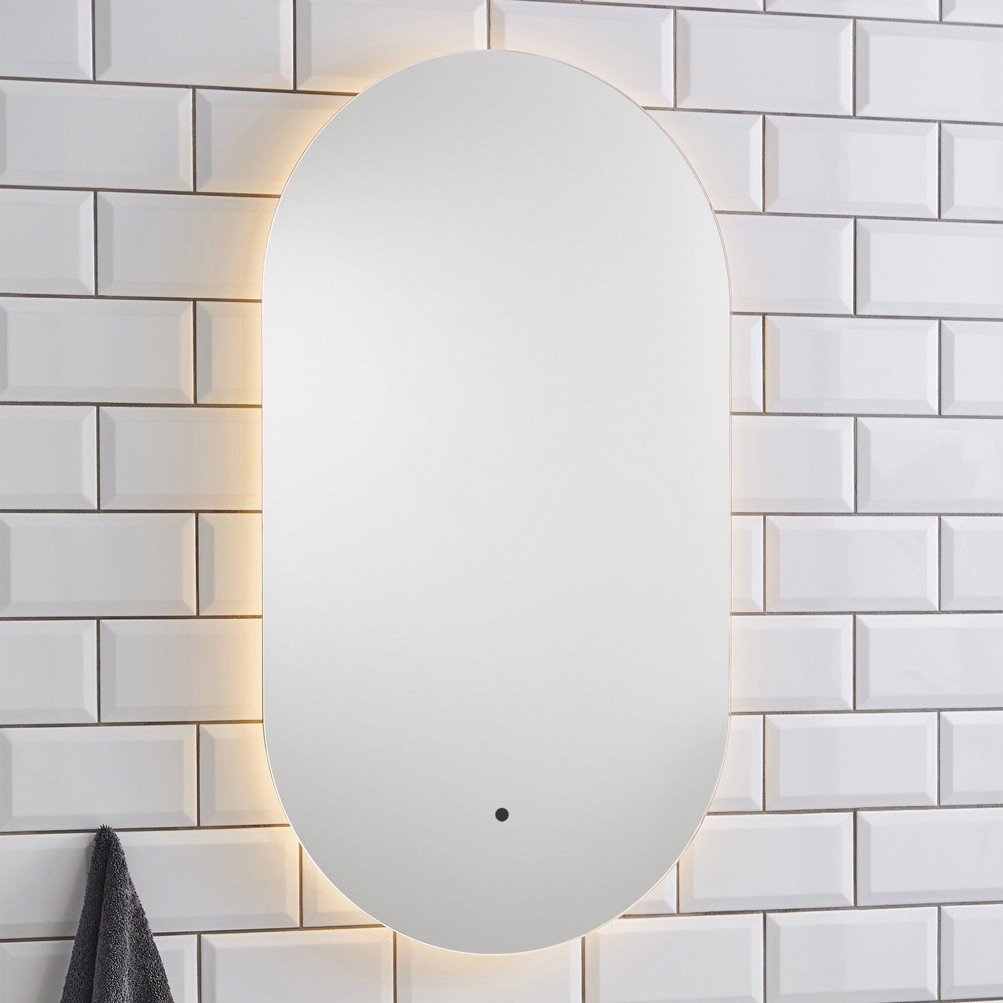 Kartell K-Vit Lola LED Backlit Capsule Mirror with Demister Pad - 500 x 900mm