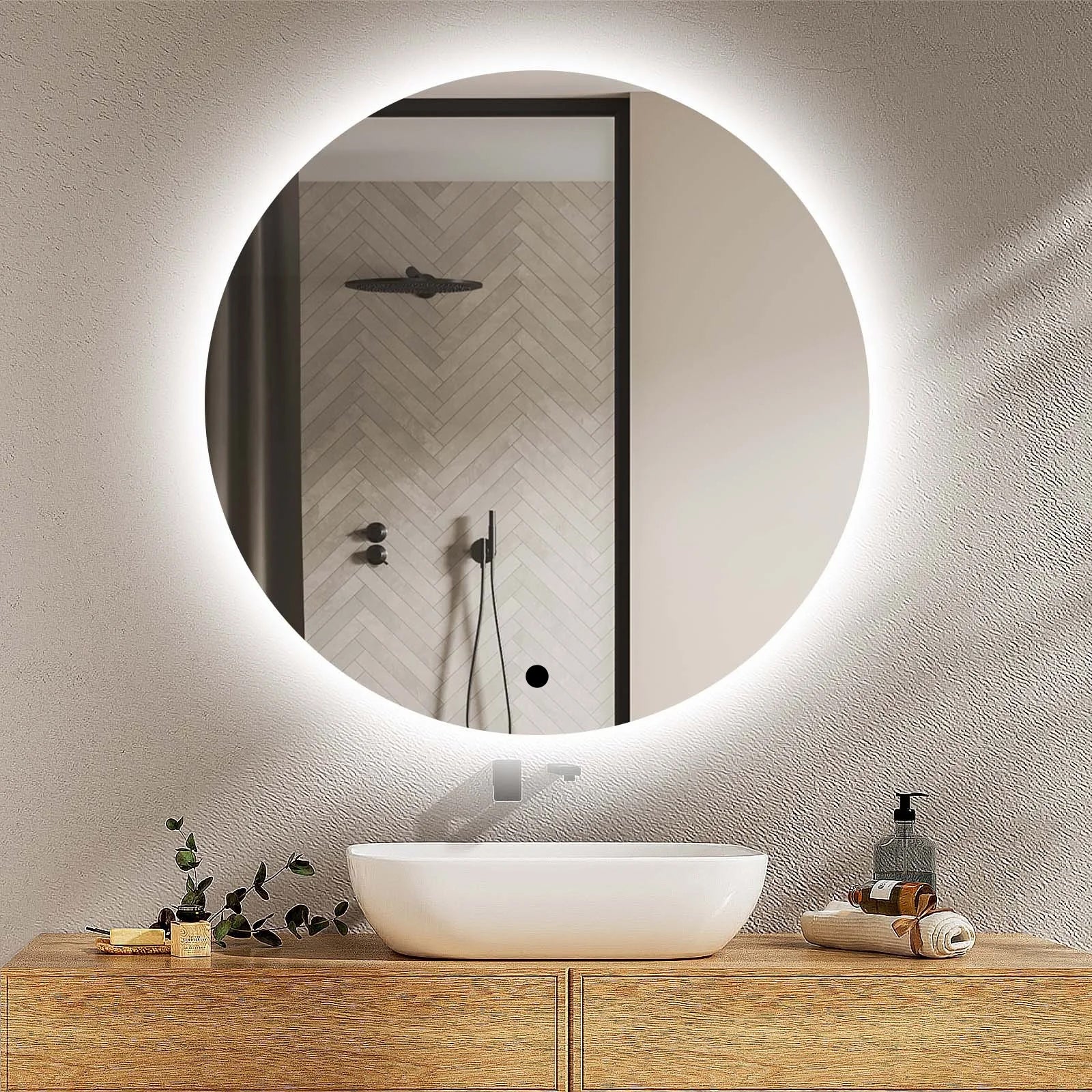 Kartell K-Vit Tucson Backlit LED Round Mirror with Demster Pad - 600 x 600mm