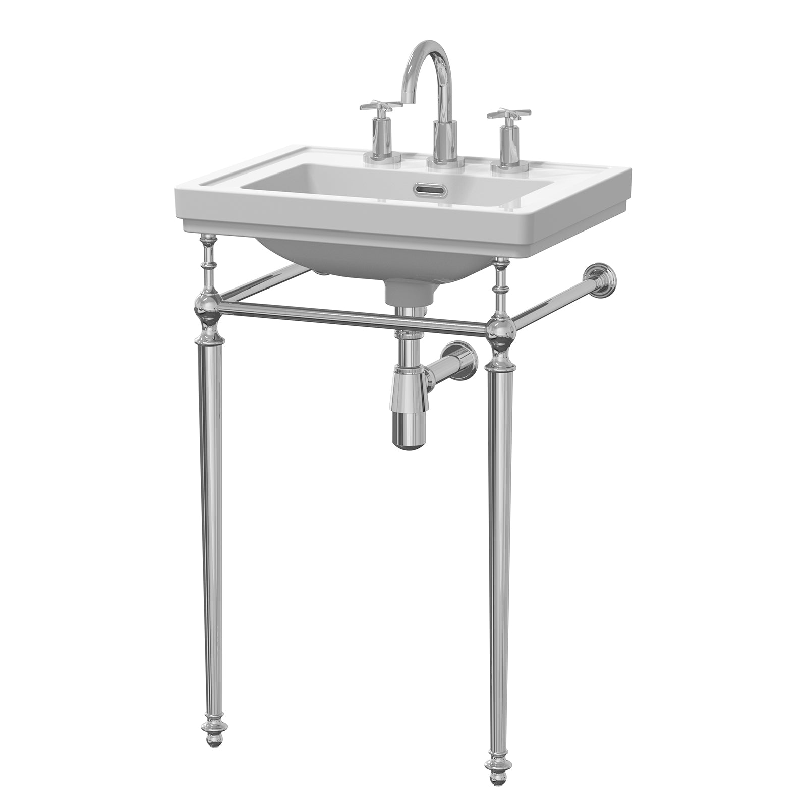 Nuie Carlton 500mm Rectangular White Basin With Traditional Washstand