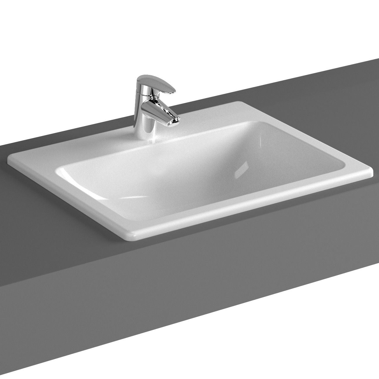 VitrA S20 White 550 x 450mm Inset Basin with Overflow - 1 Taphole