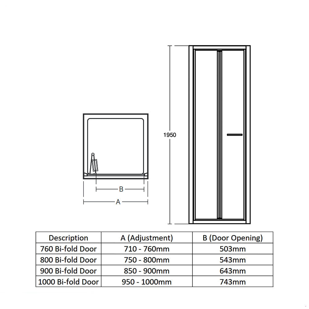 Ideal Standard Connect-2 Bifold Shower Door with Handle - Aluminium Frame
