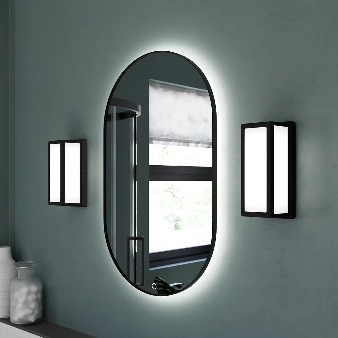 Sensio Nebula TrioTone Pill Backlit LED Mirror with Demister Pad - Tuskan Tiles