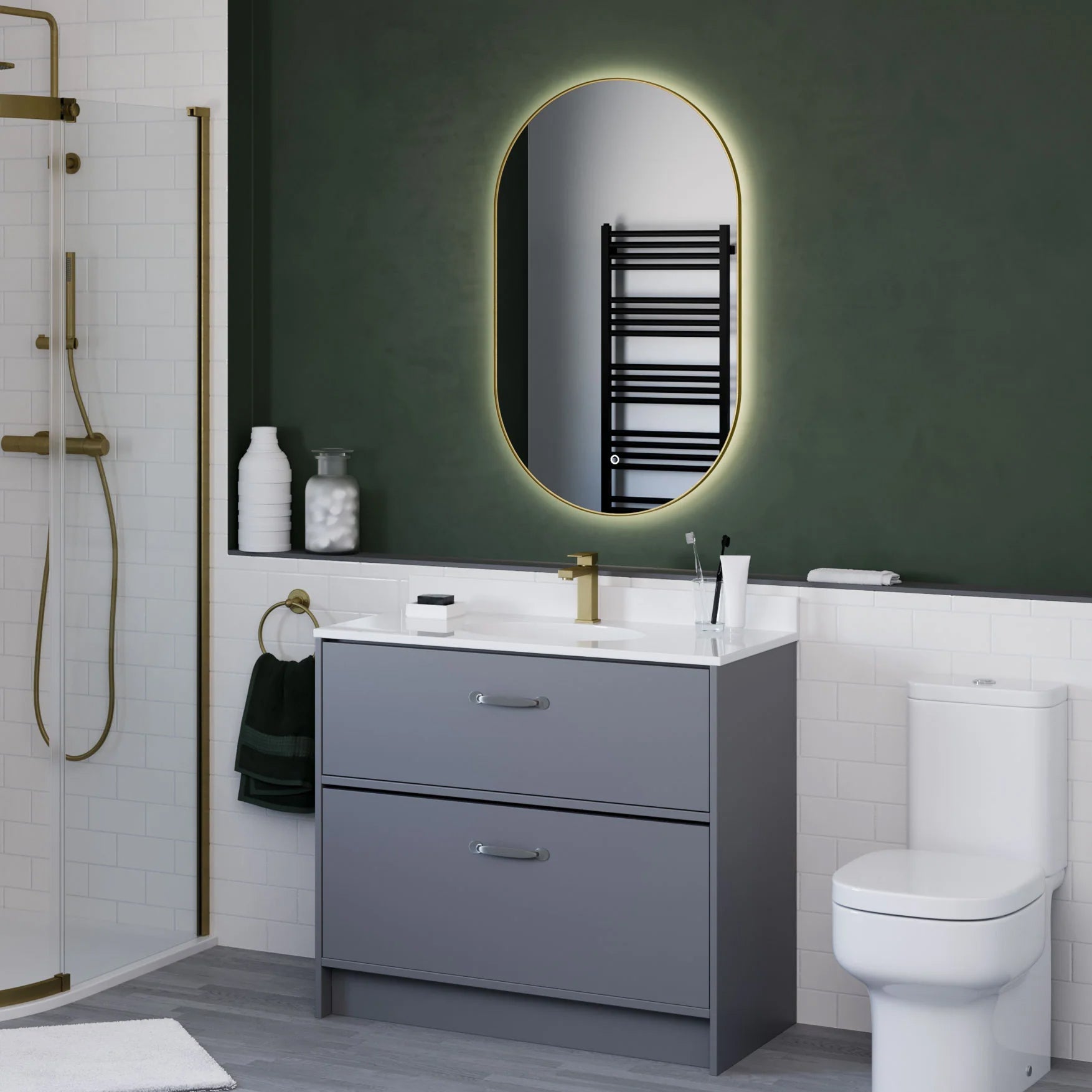 Sensio Nebula TrioTone Pill Backlit LED Mirror with Demister Pad - Tuskan Tiles
