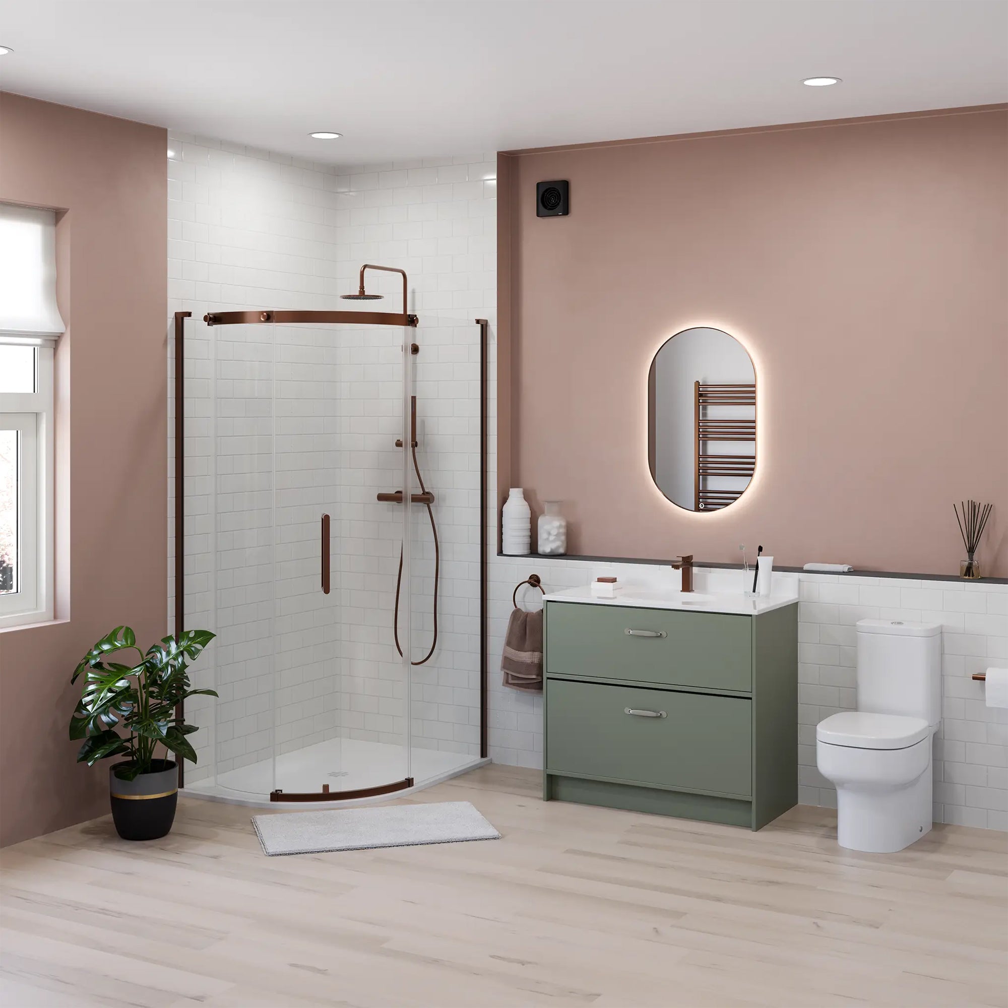 Sensio Nebula TrioTone Pill Backlit LED Mirror with Demister Pad - Tuskan Tiles