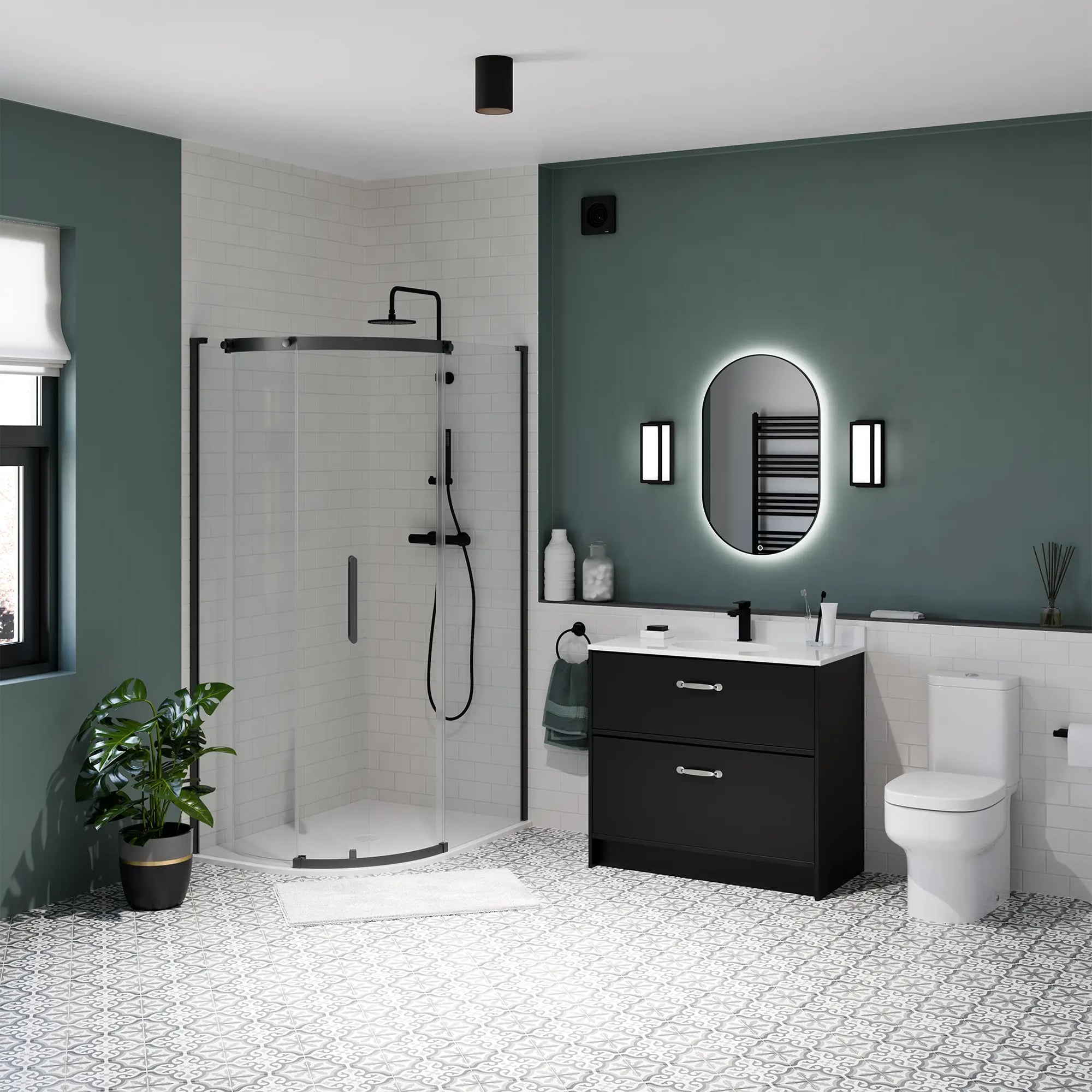 Sensio Nebula TrioTone Pill Backlit LED Mirror with Demister Pad - Tuskan Tiles