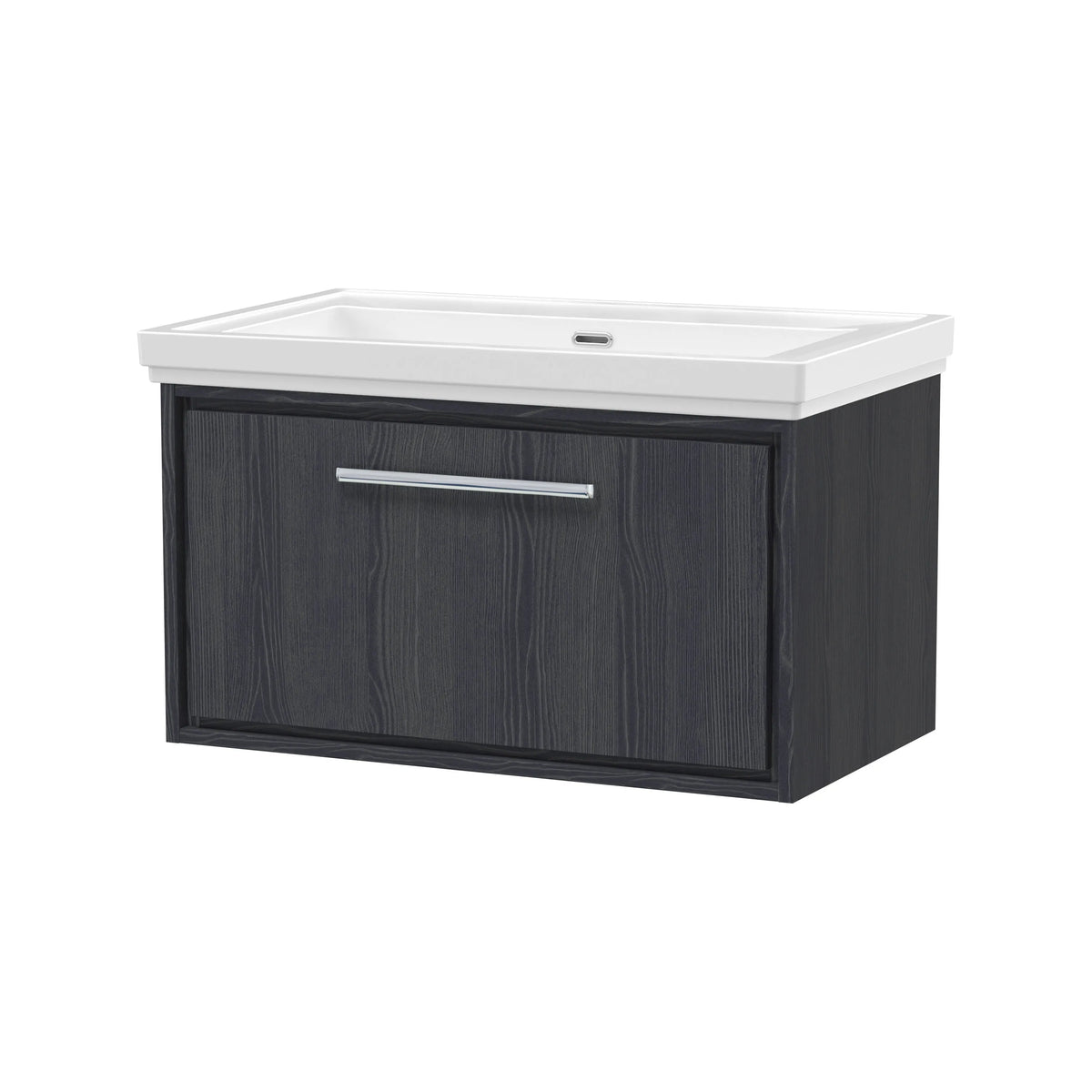 Hudson Reed Lille 800mm Graphite Grey Woodgrain 1 Drawer Wall Hung Vanity Unit & Basin