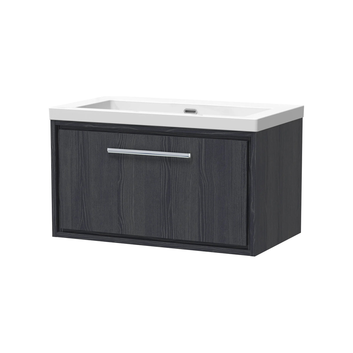 Hudson Reed Lille 800mm Graphite Grey Woodgrain 1 Drawer Wall Hung Vanity Unit & Basin