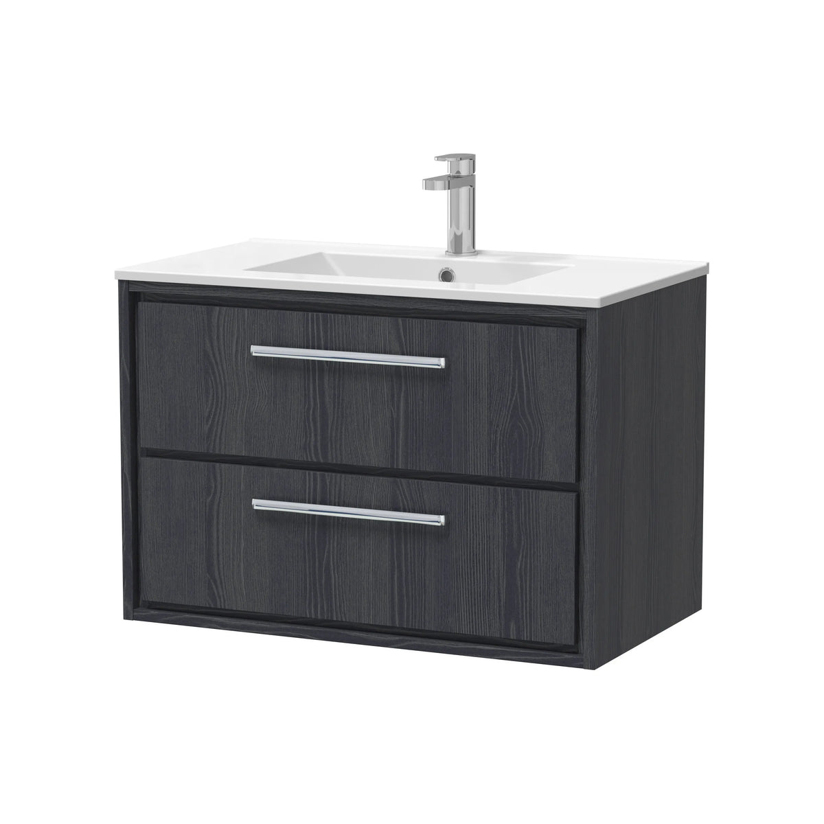 Hudson Reed Lille 800mm Graphite Grey Woodgrain 2 Drawer Wall Hung Vanity Unit & Basin