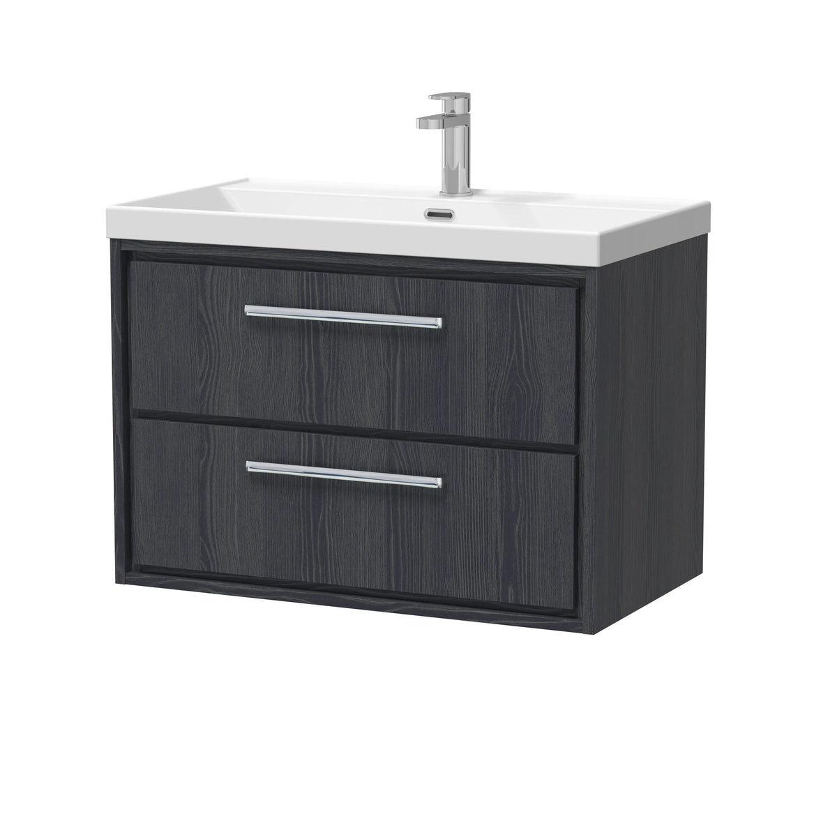 Hudson Reed Lille 800mm Graphite Grey Woodgrain 2 Drawer Wall Hung Vanity Unit & Basin