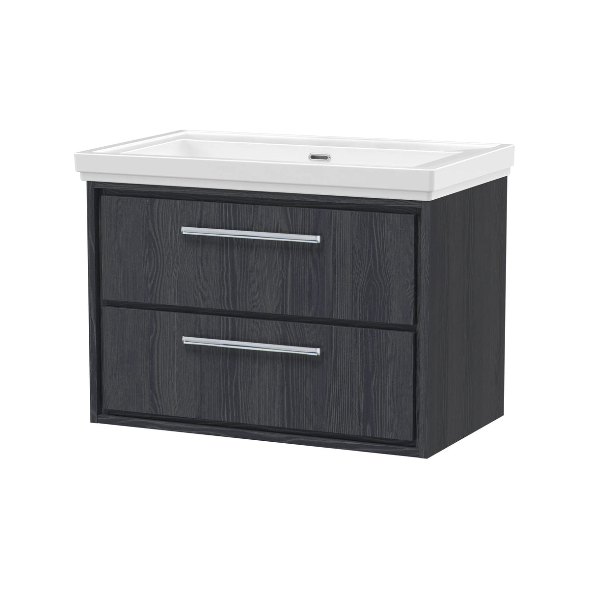 Hudson Reed Lille 800mm Graphite Grey Woodgrain 2 Drawer Wall Hung Vanity Unit & Basin