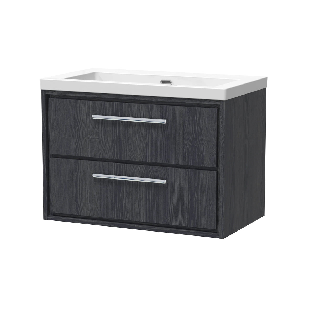 Hudson Reed Lille 800mm Graphite Grey Woodgrain 2 Drawer Wall Hung Vanity Unit & Basin
