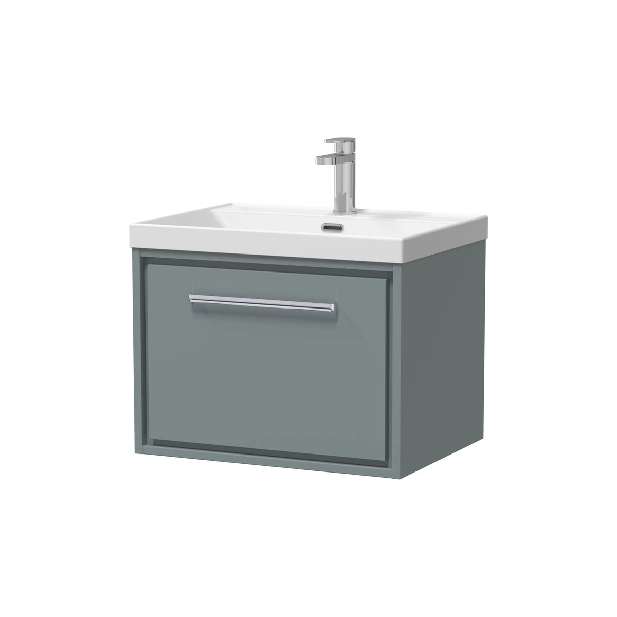 Hudson Reed Lille 600mm Coastal Grey Woodgrain 1 Drawer Wall Hung Vanity Unit & Basin