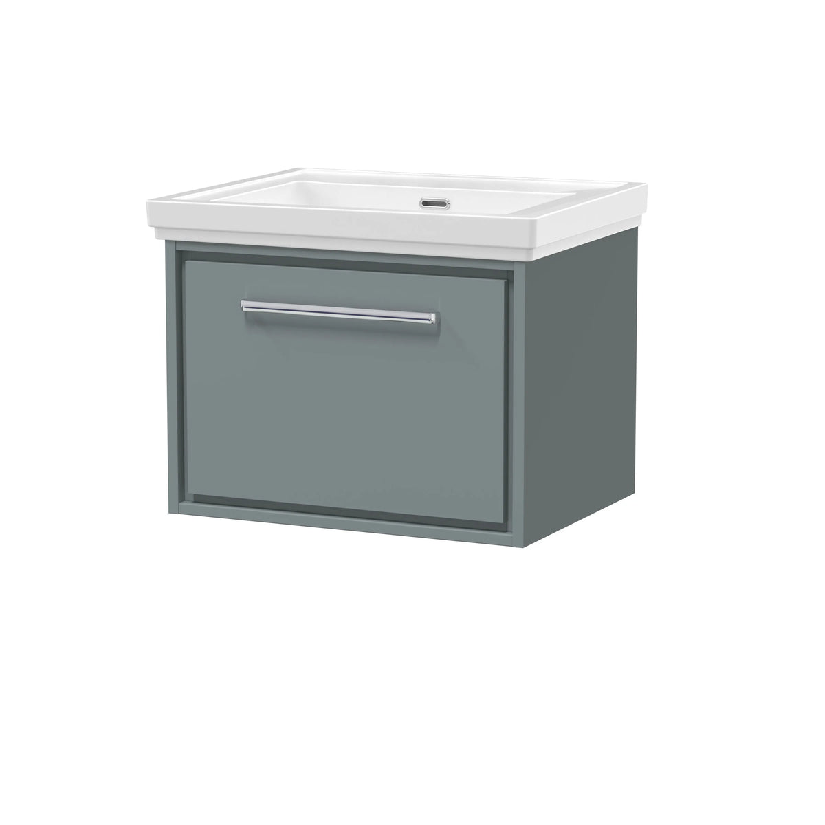 Hudson Reed Lille 600mm Coastal Grey Woodgrain 1 Drawer Wall Hung Vanity Unit & Basin