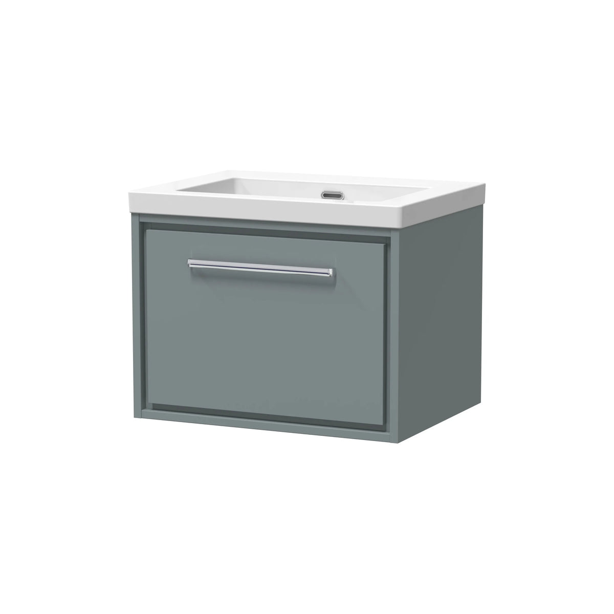 Hudson Reed Lille 600mm Coastal Grey Woodgrain 1 Drawer Wall Hung Vanity Unit & Basin