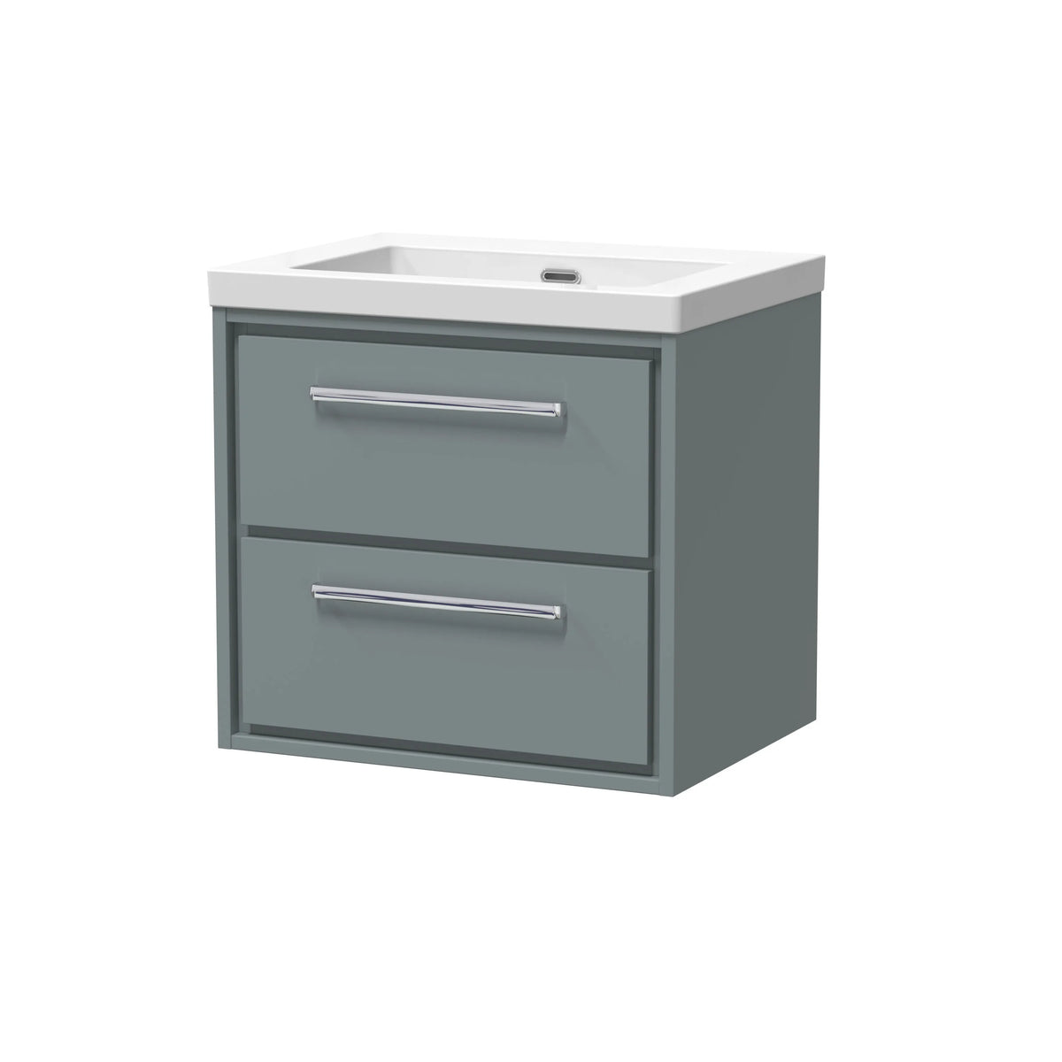 Hudson Reed Lille 600mm Coastal Grey Woodgrain 2 Drawer Wall Hung Vanity Unit & Basin