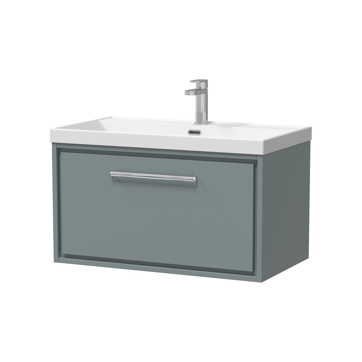 Hudson Reed Lille 800mm Coastal Grey Woodgrain 1 Drawer Wall Hung Vanity Unit & Basin