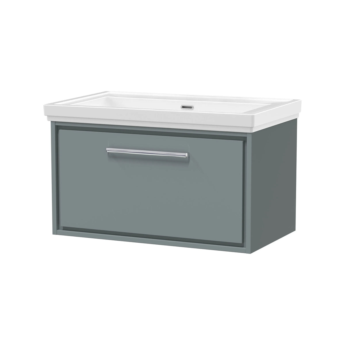 Hudson Reed Lille 800mm Coastal Grey Woodgrain 1 Drawer Wall Hung Vanity Unit & Basin
