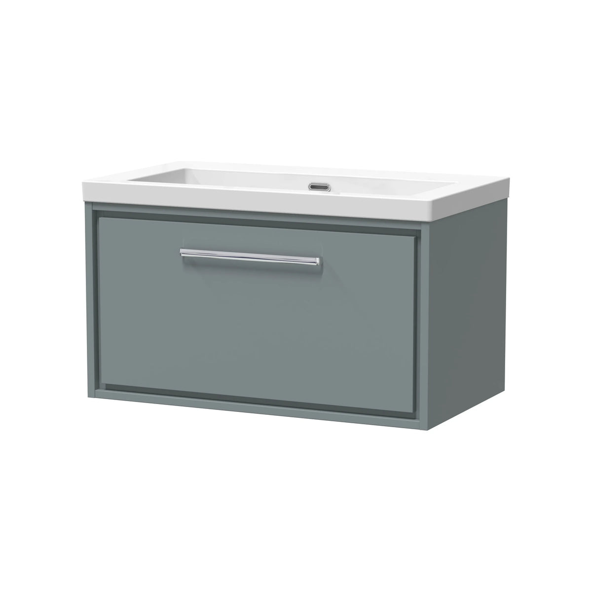 Hudson Reed Lille 800mm Coastal Grey Woodgrain 1 Drawer Wall Hung Vanity Unit & Basin