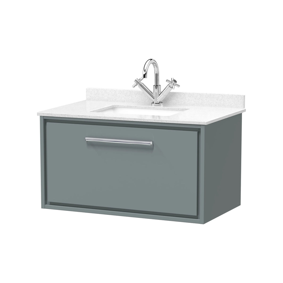 Hudson Reed Lille 800mm Coastal Grey Woodgrain 1 Drawer Wall Hung Vanity Unit & Basin