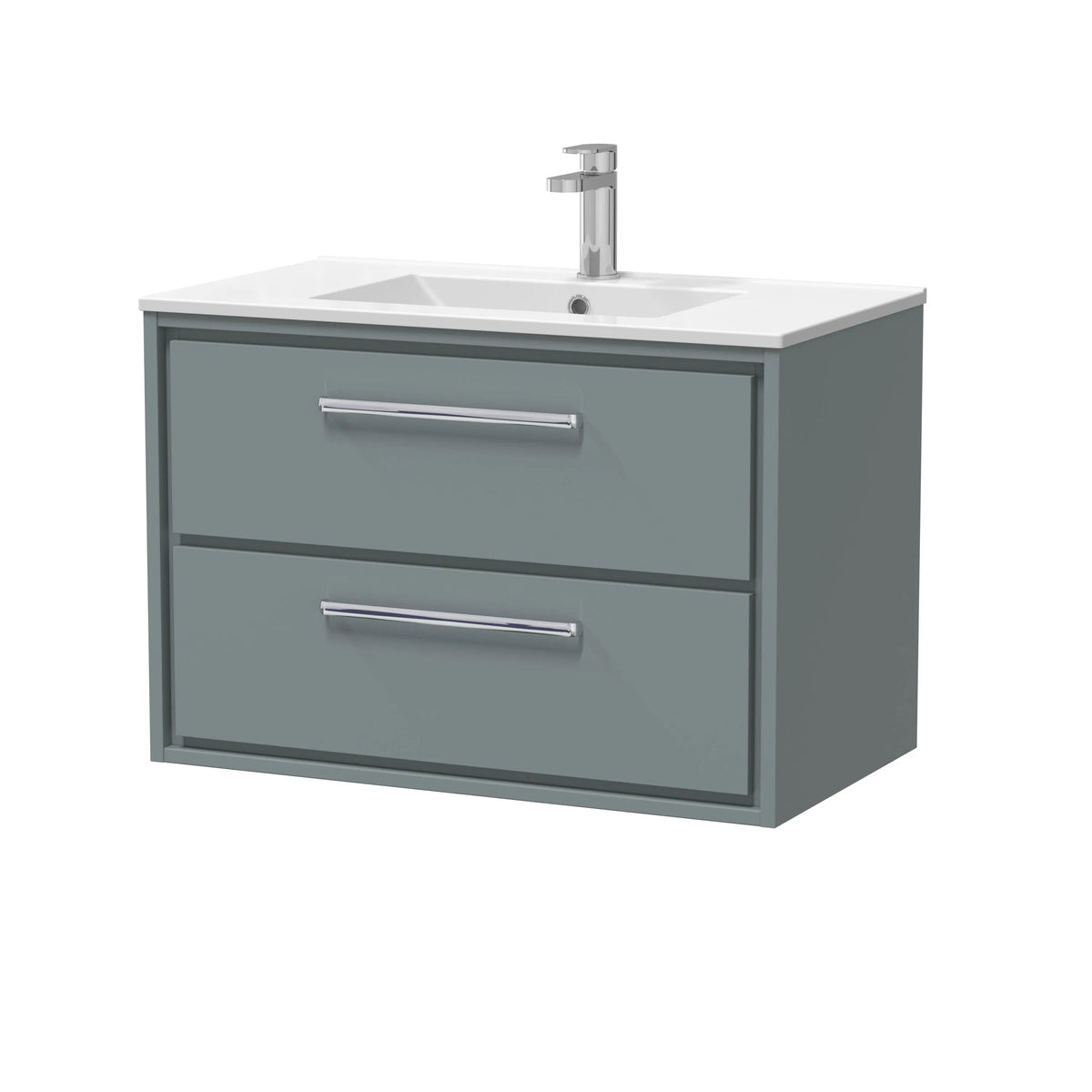 Hudson Reed Lille 800mm Coastal Grey Woodgrain 2 Drawer Wall Hung Vanity Unit & Basin