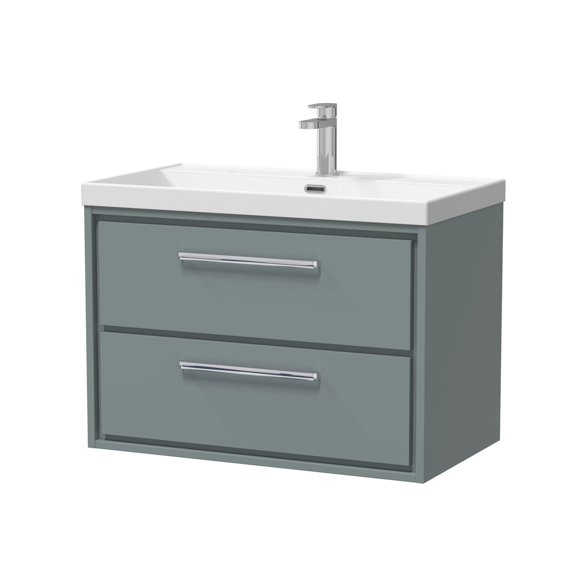 Hudson Reed Lille 800mm Coastal Grey Woodgrain 2 Drawer Wall Hung Vanity Unit & Basin