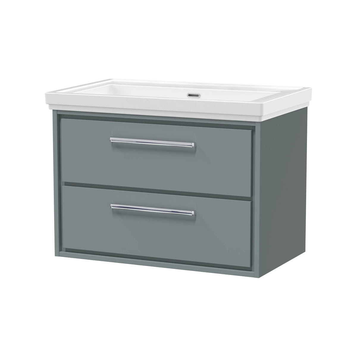 Hudson Reed Lille 800mm Coastal Grey Woodgrain 2 Drawer Wall Hung Vanity Unit & Basin