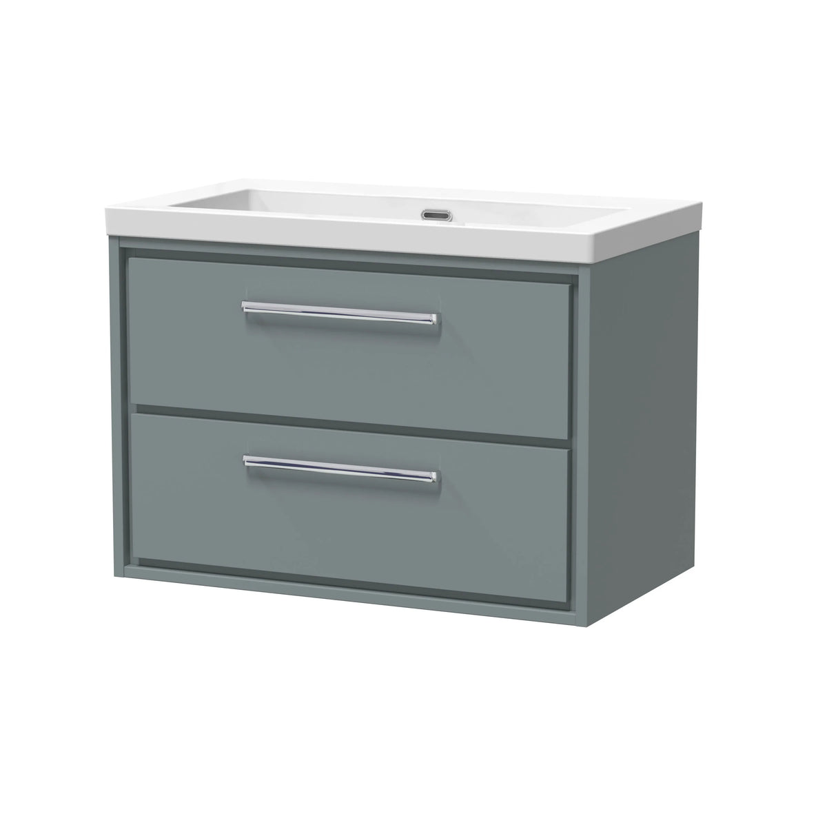 Hudson Reed Lille 800mm Coastal Grey Woodgrain 2 Drawer Wall Hung Vanity Unit & Basin