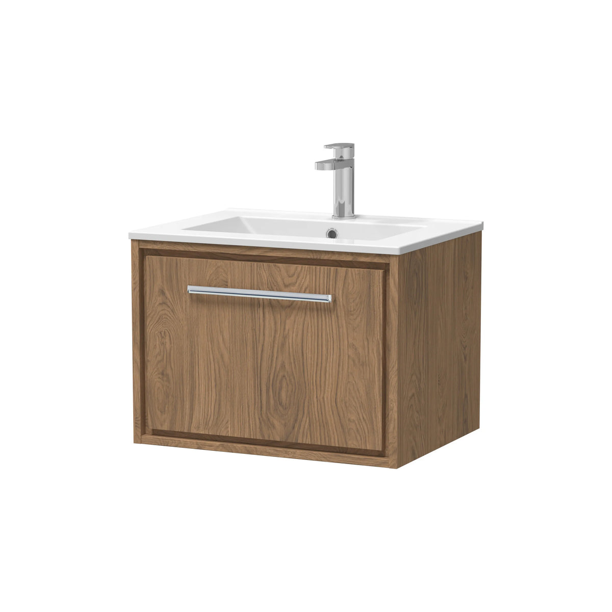 Hudson Reed Lille 600mm Antique Oak 1 Drawer Wall Hung Vanity Unit & Basin