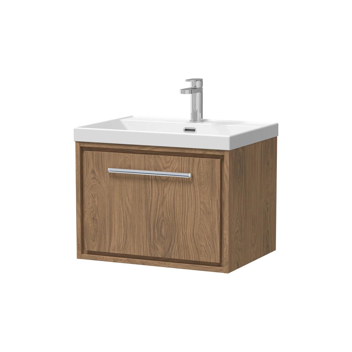Hudson Reed Lille 600mm Antique Oak 1 Drawer Wall Hung Vanity Unit & Basin