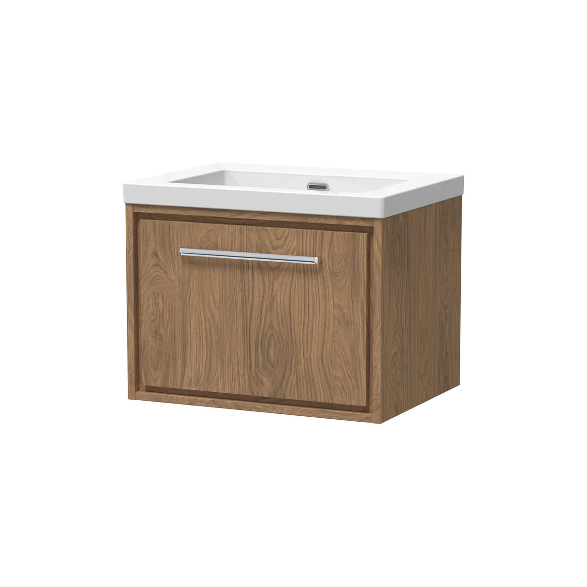 Hudson Reed Lille 600mm Antique Oak 1 Drawer Wall Hung Vanity Unit & Basin
