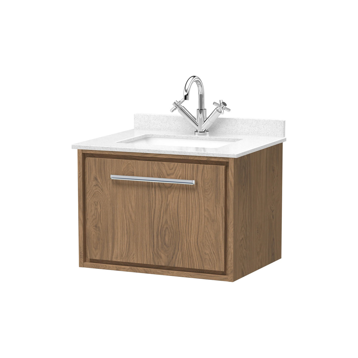 Hudson Reed Lille 600mm Antique Oak 1 Drawer Wall Hung Vanity Unit & Basin