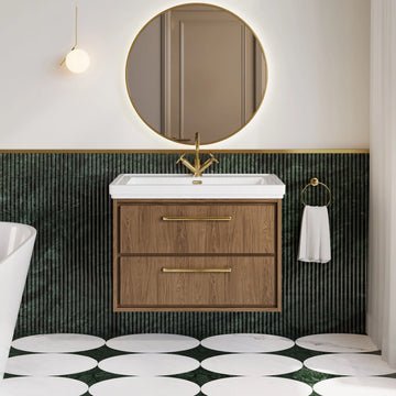 Hudson Reed Lille 800mm Antique Oak 2 Drawer Wall Hung Vanity Unit & Basin