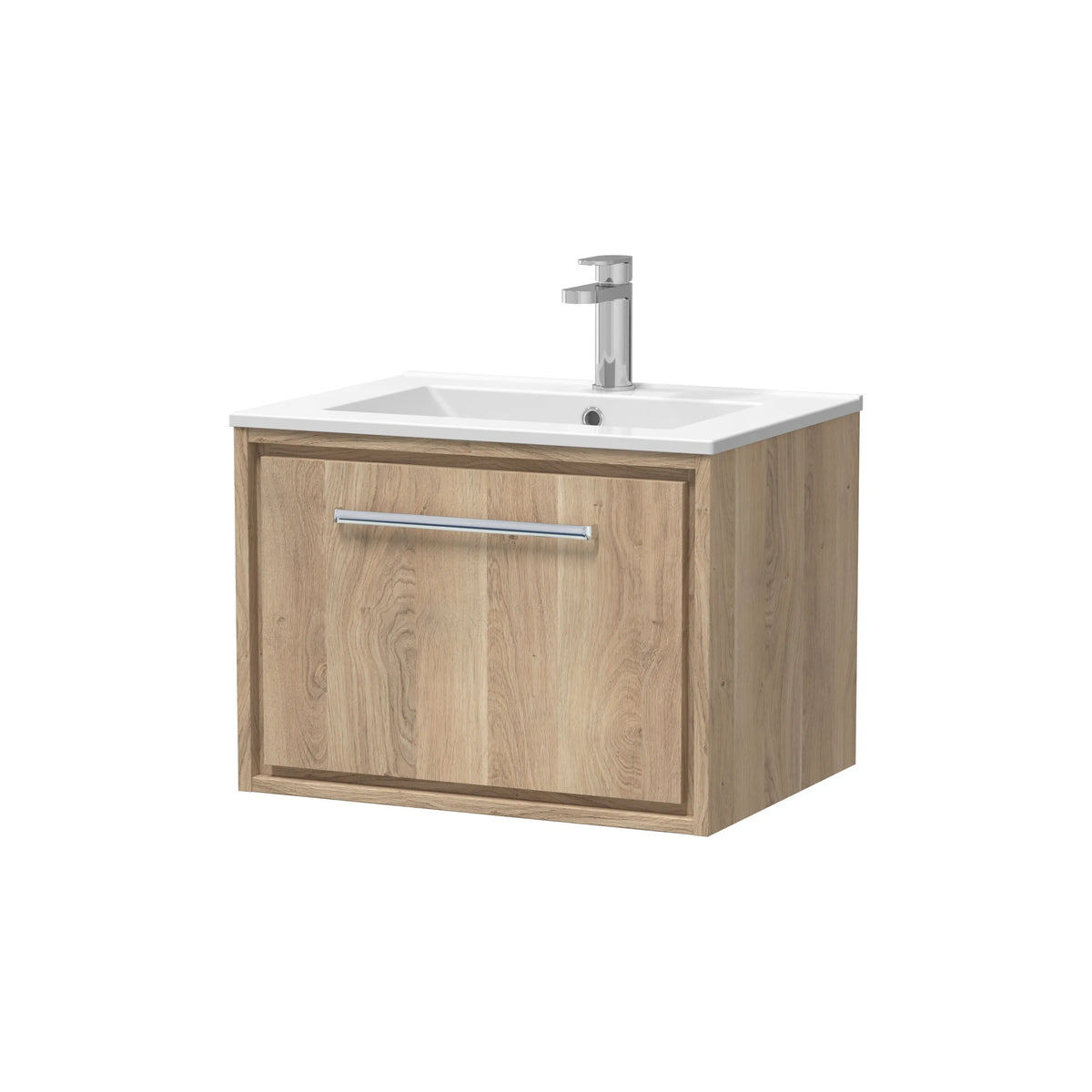 Hudson Reed Lille 600mm Bleached Oak 1 Drawer Wall Hung Vanity Unit & Basin