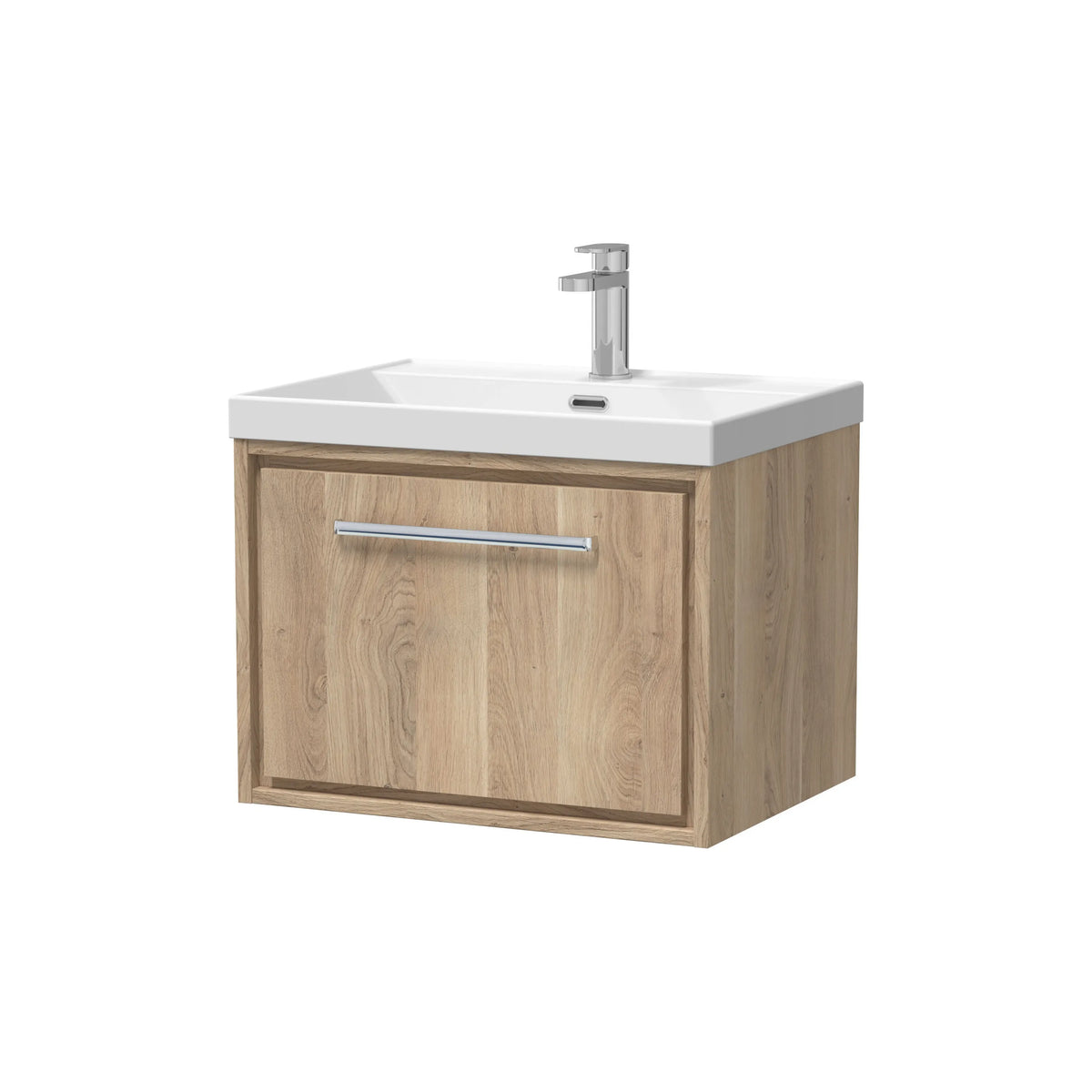 Hudson Reed Lille 600mm Bleached Oak 1 Drawer Wall Hung Vanity Unit & Basin
