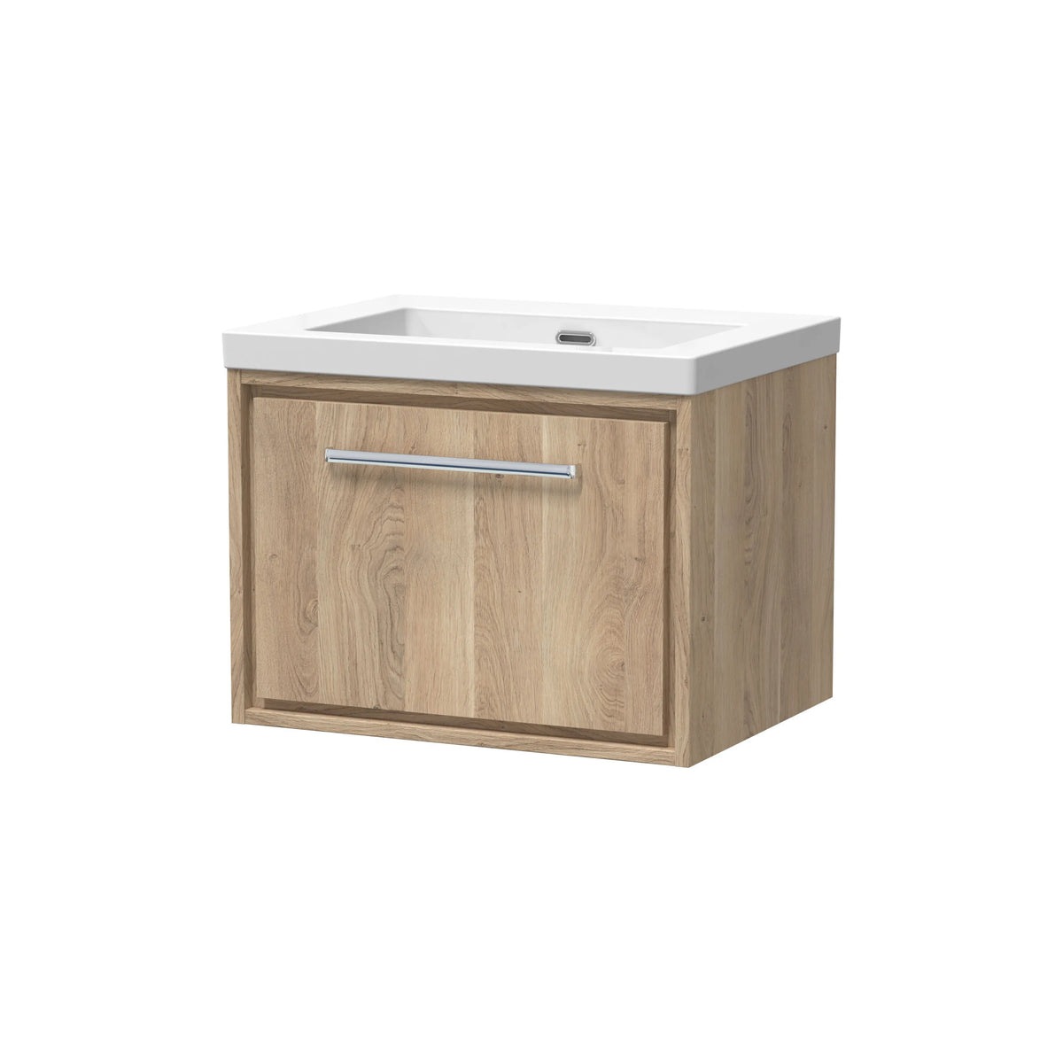 Hudson Reed Lille 600mm Bleached Oak 1 Drawer Wall Hung Vanity Unit & Basin