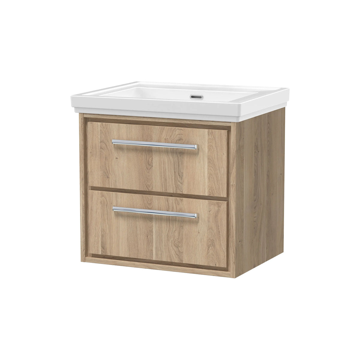 Hudson Reed Lille 600mm Bleached Oak 2 Drawer Wall Hung Vanity Unit & Basin
