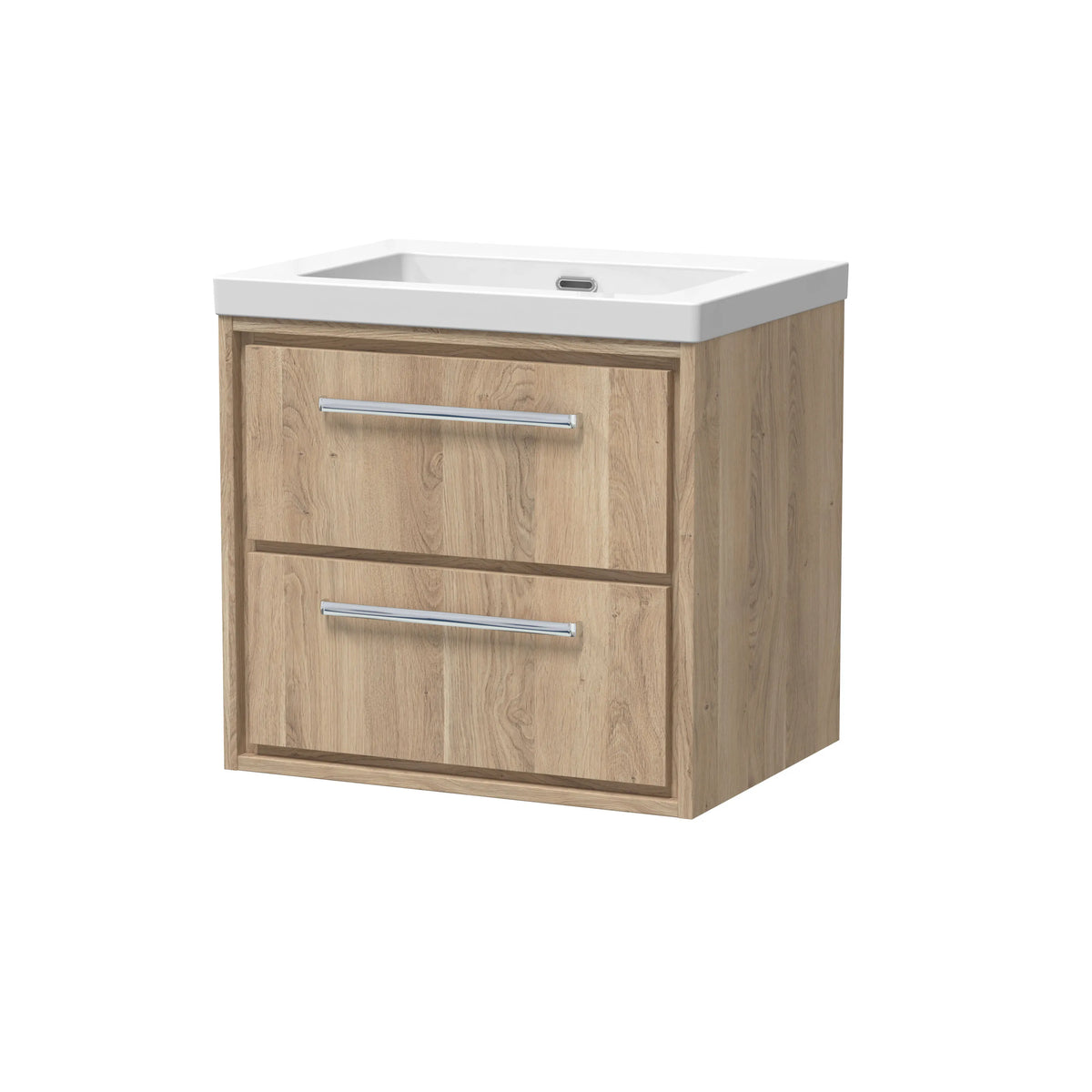 Hudson Reed Lille 600mm Bleached Oak 2 Drawer Wall Hung Vanity Unit & Basin