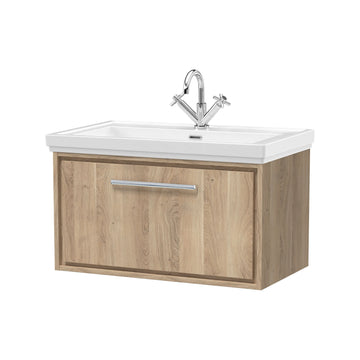 Hudson Reed Lille 800mm Bleached Oak 1 Drawer Wall Hung Vanity Unit & Basin