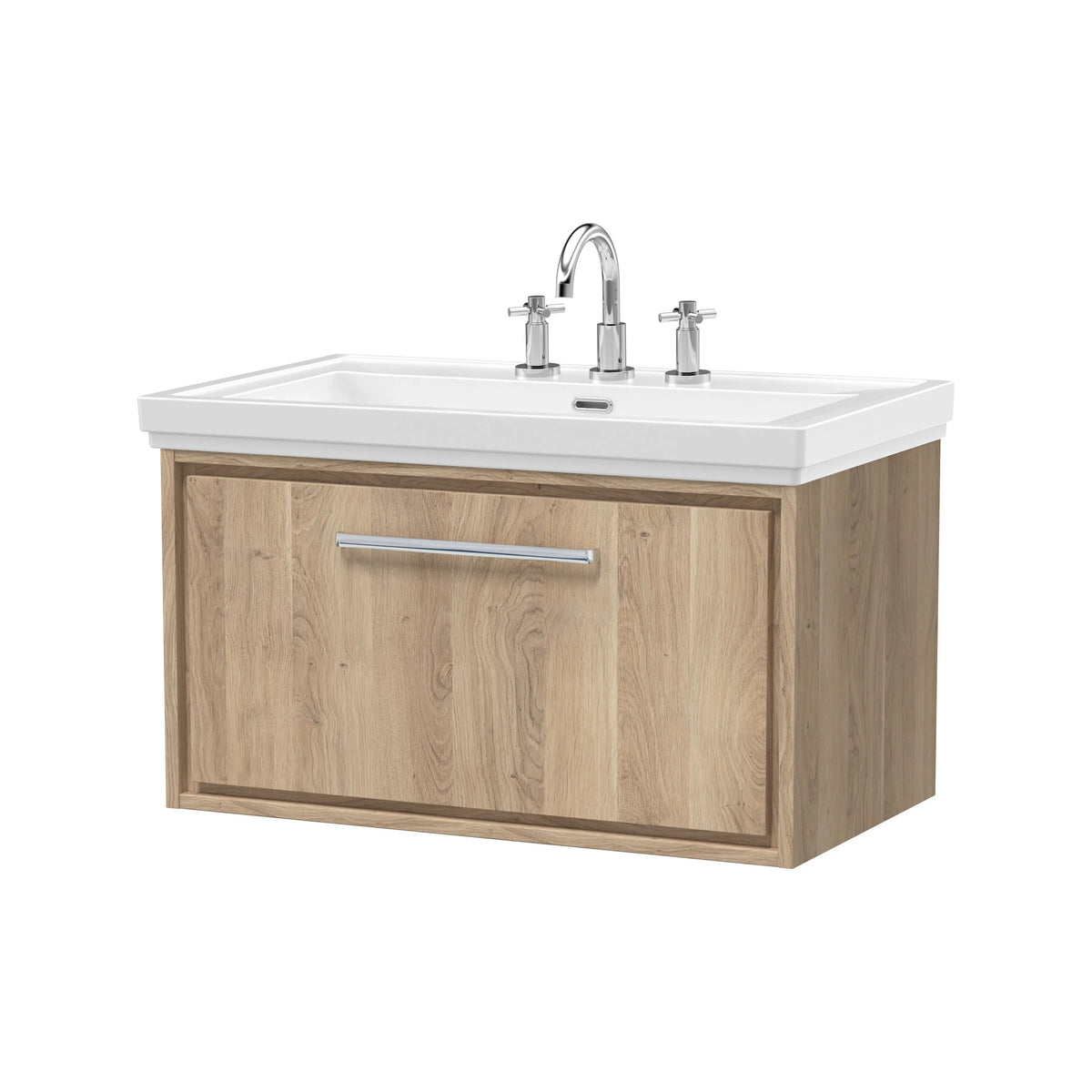 Hudson Reed Lille 800mm Bleached Oak 1 Drawer Wall Hung Vanity Unit & Basin
